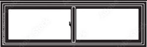Black and white rectangular frame with a central divider and a small hand symbol rectangle