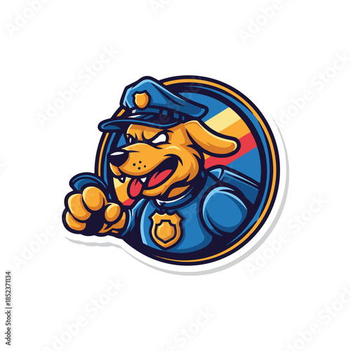 Police Dog Mascot in Badge Circle