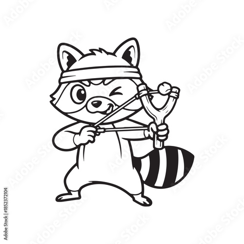 Raccoon Archer with Slingshot