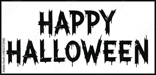 Happy Halloween spooky lettering design with dripping blood effect. Grunge horror typography vector illustration