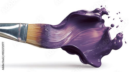Artistic Splash: A paintbrush gracefully glides, leaving a vibrant trail of paint, showcasing the fusion of art and creativity.