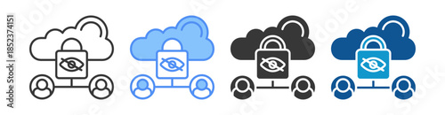 Private Cloud Icon Set Multiple Style Collection