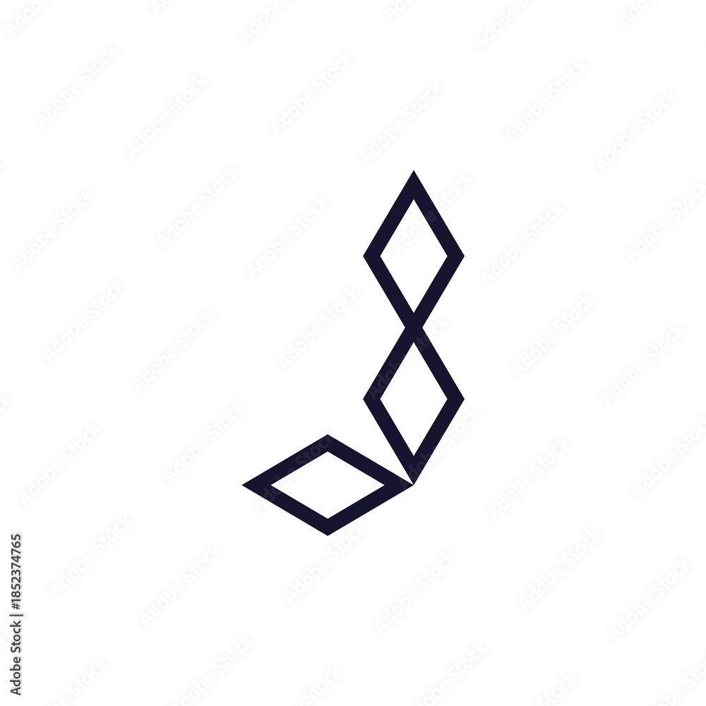 Fototapeta premium Abstract Letter J Diamond Link Logo
