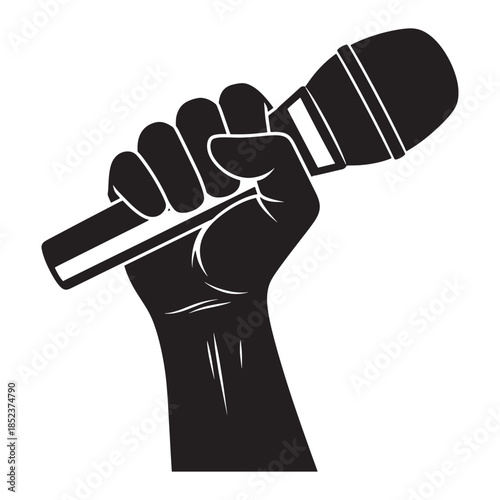 Hand Holding Microphone - Vector Graphic