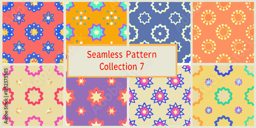 A colorful collection of seamless floral patterns displayed in a grid layout