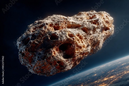 Cratered asteroid surface, highlighting space object analysis and planetary features, Cratered asteroid surface, highlighting space object analysis and planetary features.
