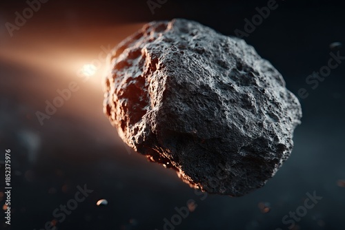 Cratered asteroid surface, highlighting space object analysis and planetary features, Cratered asteroid surface, highlighting space object analysis and planetary features.