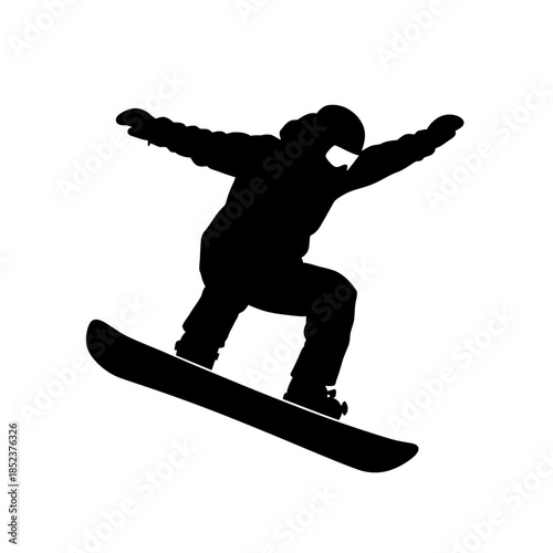 Silhouette of a snowboarder in mid-air performing a trick.