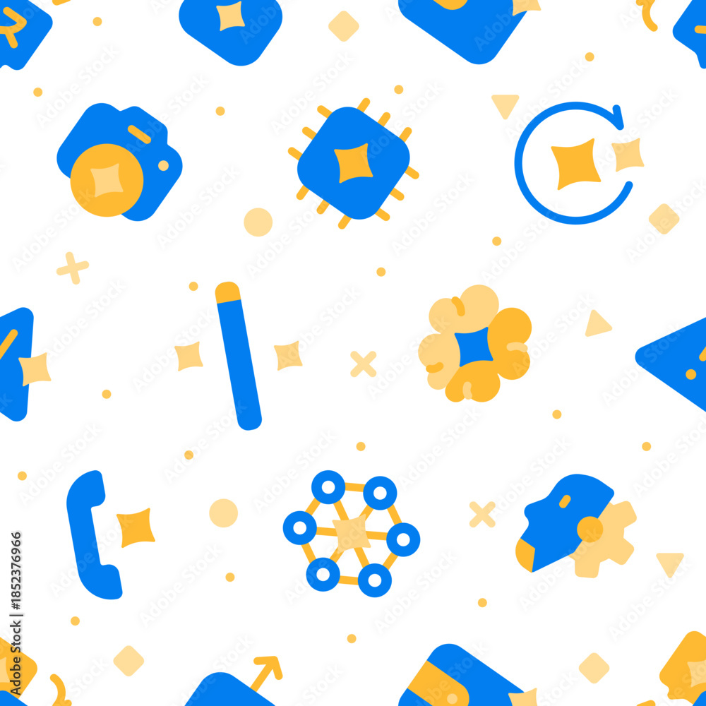 Fototapeta premium artificial intelligence flat seamless pattern v9