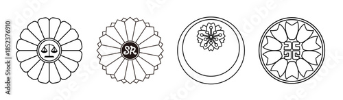弁護士・税理士・行政書士・社会福祉労務士のシンプルなバッジ、アイコンセット
