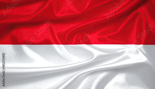 Silken red and white fabric waves, symbolizing national flag colors