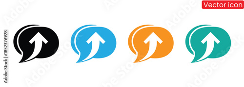 Colorful speech bubble icons with upward arrows,Chat bubble icon set. Cloud speech bubbles collection. Black speech bubble. Vector illustration