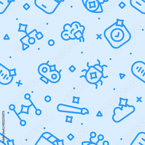 artificial intelligence outline seamless pattern v2
