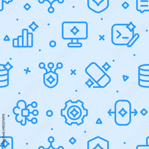 artificial intelligence outline seamless pattern v3