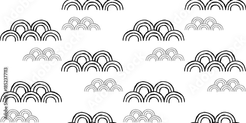 Traditional Chinese cloud ornament seamless pattern in black and white