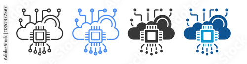 Cloud Computing Icon Set Multiple Style Collection