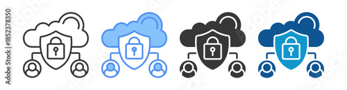 Secure Cloud Icon Set Multiple Style Collection