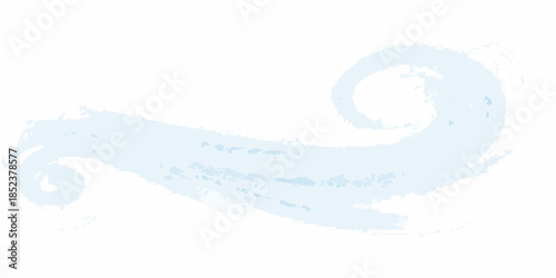 A soft pale blue brushstroke forming a swirling abstract shape