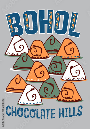 Bohol Chocolate Hills Stylized Travel Poster