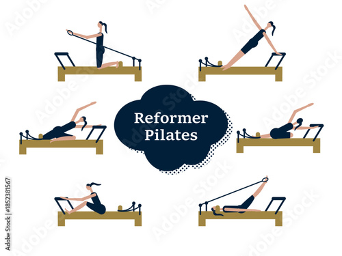 ピラティスをしている女性のイラスト