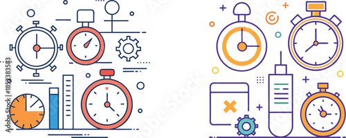 Vector Illustrations of Time Management Concepts Productivity and Planning