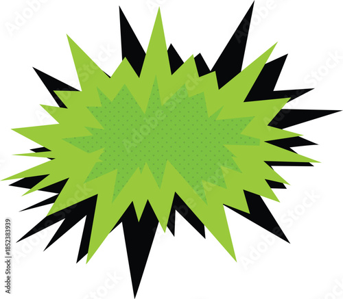 Vibrant Green and Black Comic Style Explosion Burst Vector Illustration