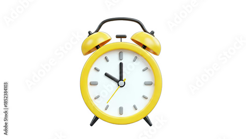 Yellow Alarm Clock Showing 10 O'Clock on White Background