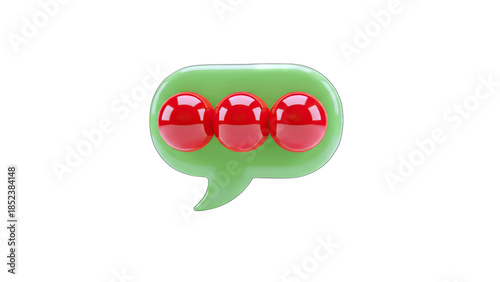 3D Chat Bubble with Red Dots on White Background