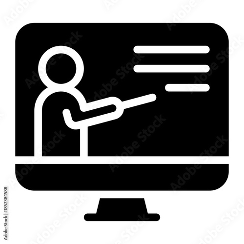 virtual classroom glyph icon