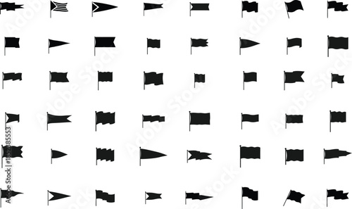 Various flag silhouettes isolated on transparent background