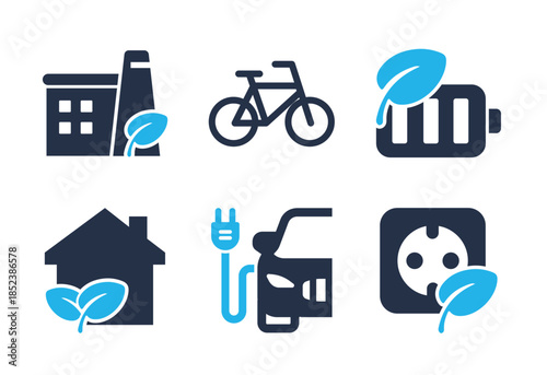 Green Energy and Sustainability icon set. Solid glyph series icons