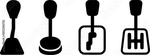 Minimalist spare part icon, gear lever illustration, black transparent background