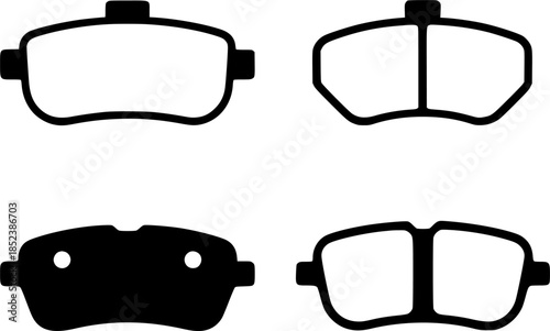 Minimalist spare part icon, brake pad illustration, black transparent background