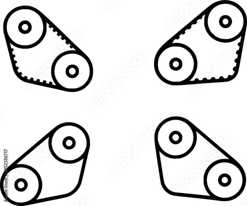 Minimalist spare part icon, timing belt illustration, black, transparent background