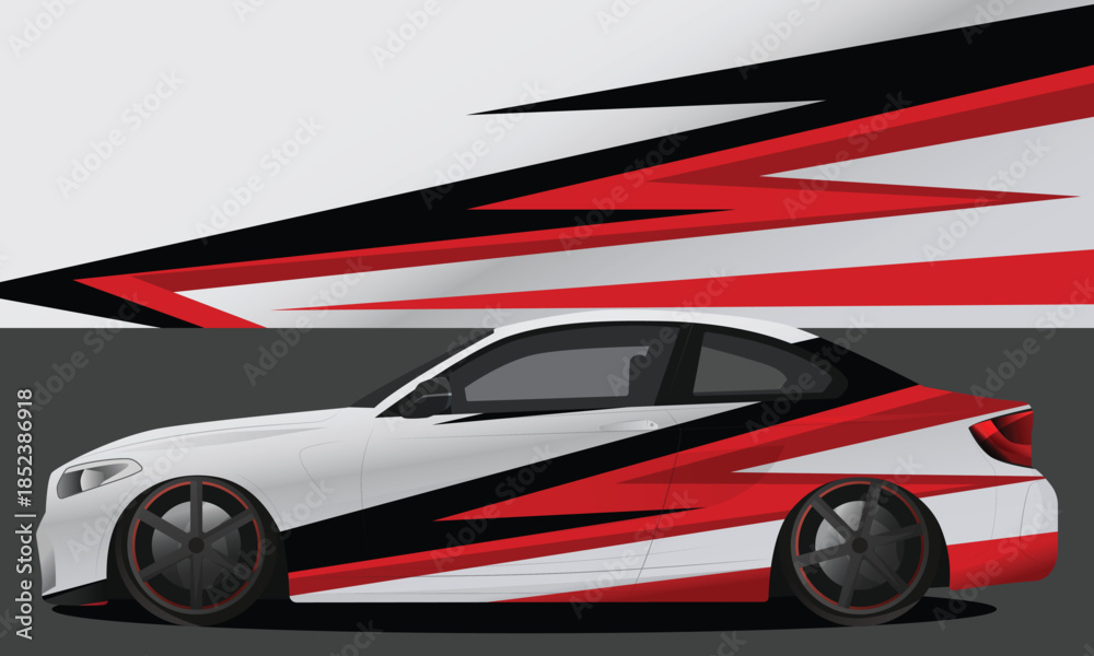 Obraz premium Racing car wrap sticker mockup