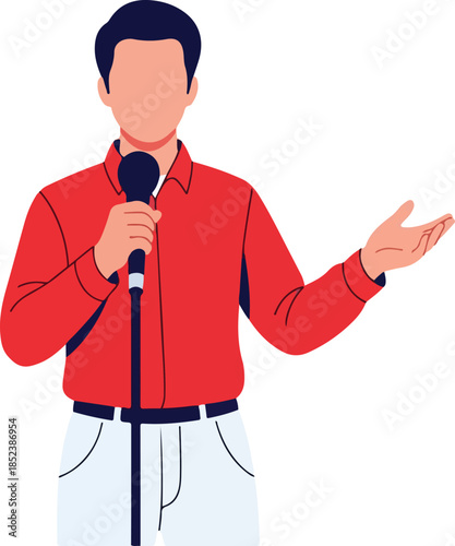 Ideal for podcast artwork, radio station promotions, and public speaking resources. Engage with the concept of communication and presentation skills.