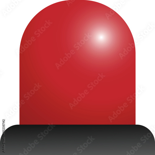 A bright red emergency siren light with a dark base, often used for warnings.