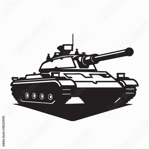 Tank logo military army artillery war battlefield vector emblem design on white background