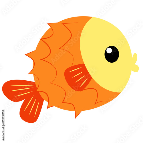 Cute orange fish line art icon, ideal for aquarium themes, educational content, or illustrating cheerful, vibrant, and minimalist aquatic animal art.
