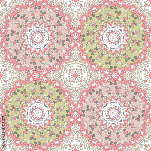 Multicolored ornament mandala kaleidoscope in pastel colors
