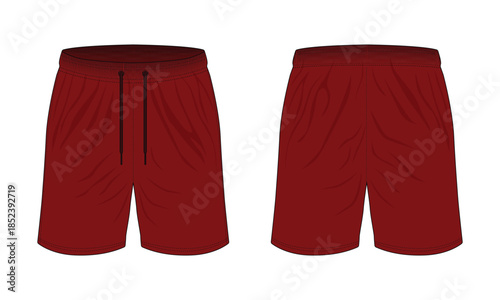 Maroon sports shorts front and back view