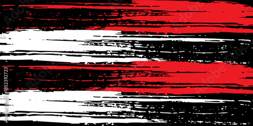 Car stickers with red and black white brush stroke pattern, abstract banner, sporty lines, red and black white color combination, brush stroke pattern, grunge design.