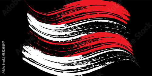 Car stickers with red and black white brush stroke pattern, abstract banner, sporty lines, red and black white color combination, brush stroke pattern, grunge design, Modern.