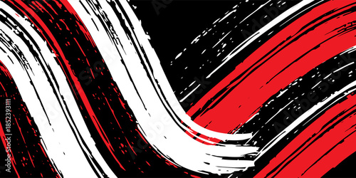 Car stickers with red and black white brush stroke pattern, abstract banner, sporty lines, red and black white color combination, brush stroke pattern, grunge design, Vector Illustration.