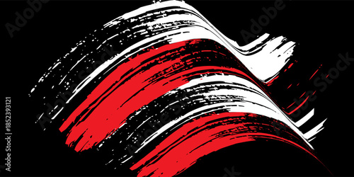 Car stickers with red and black white brush stroke pattern, abstract banner, sporty lines, red and black white color combination, brush stroke pattern, grunge design, Modern.