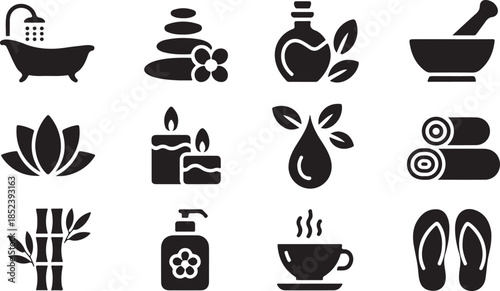 Beautiful Vector Icons for Spa Wellness Relaxation and Self Care