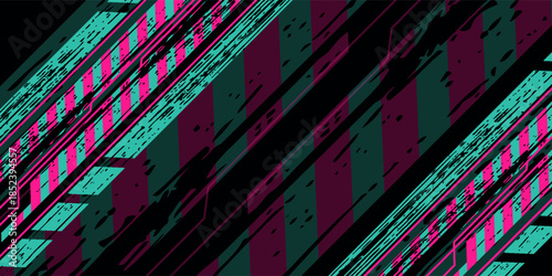 Car sticker wrap banner abstract sporty lines pink blue greenish grunge color combination brush storm thunder modern pattern racing motorsport. modern