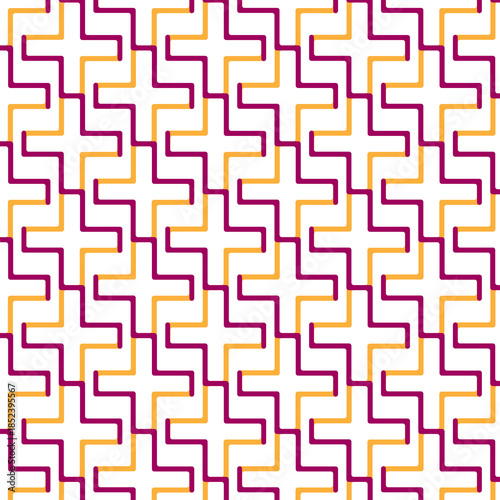 Fotografi Diagonal Plus Sign Pattern Magenta and Yellow Lines abstract background