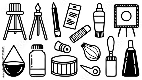 Collection of art supplies