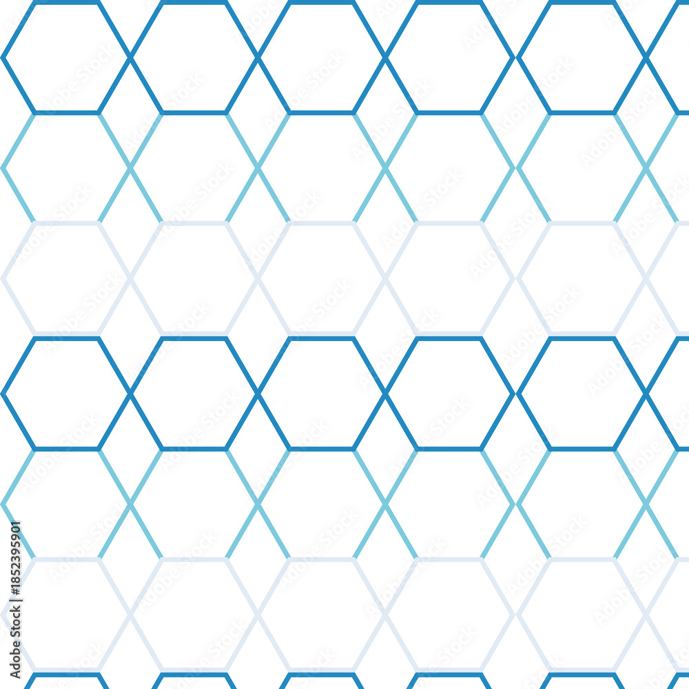 Fototapeta premium Gradient Blue Hexagons Seamless Pattern on White Background abstract clean